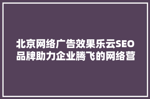 北京网络广告效果乐云SEO品牌助力企业腾飞的网络营销利器