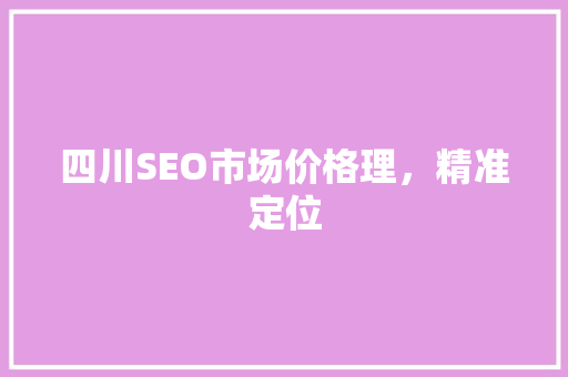 四川SEO市场价格理，精准定位