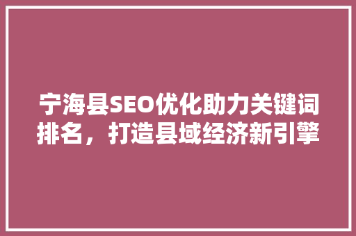宁海县SEO优化助力关键词排名，打造县域经济新引擎