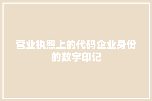 营业执照上的代码企业身份的数字印记