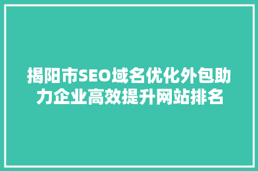 揭阳市SEO域名优化外包助力企业高效提升网站排名