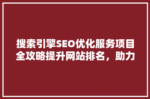 搜索引擎SEO优化服务项目全攻略提升网站排名，助力企业腾飞  第1张