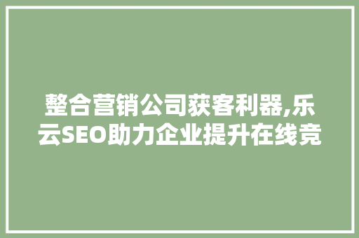 整合营销公司获客利器,乐云SEO助力企业提升在线竞争力