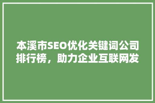 本溪市SEO优化关键词公司排行榜，助力企业互联网发展