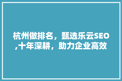 杭州做排名，甄选乐云SEO,十年深耕，助力企业高效提升网络影响力