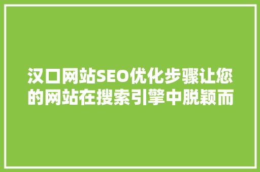 汉口网站SEO优化步骤让您的网站在搜索引擎中脱颖而出