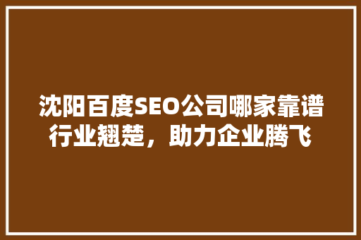 沈阳百度SEO公司哪家靠谱行业翘楚，助力企业腾飞