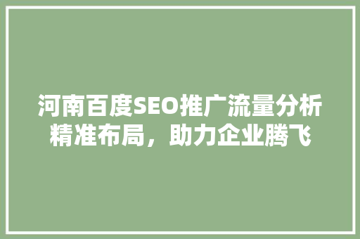河南百度SEO推广流量分析精准布局，助力企业腾飞