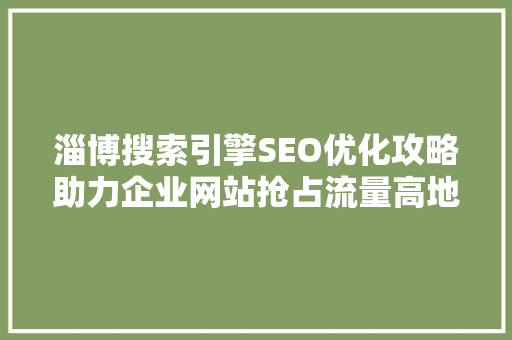 淄博搜索引擎SEO优化攻略助力企业网站抢占流量高地