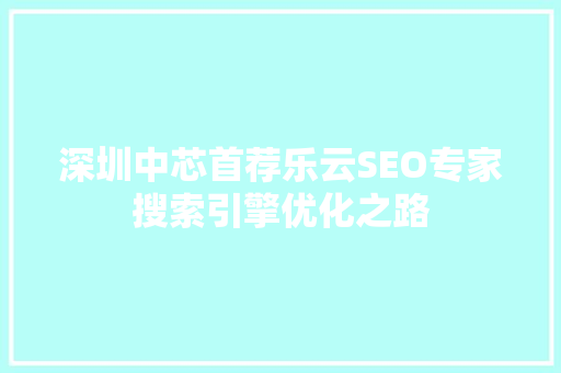 深圳中芯首荐乐云SEO专家搜索引擎优化之路