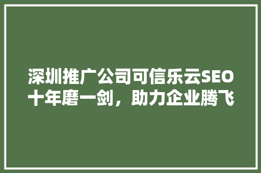 深圳推广公司可信乐云SEO十年磨一剑，助力企业腾飞