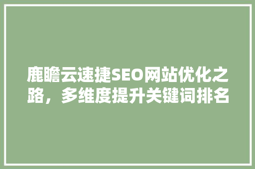 鹿瞻云速捷SEO网站优化之路，多维度提升关键词排名