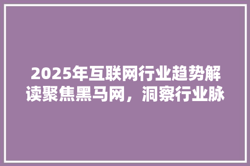 2025年互联网行业趋势解读聚焦黑马网，洞察行业脉搏