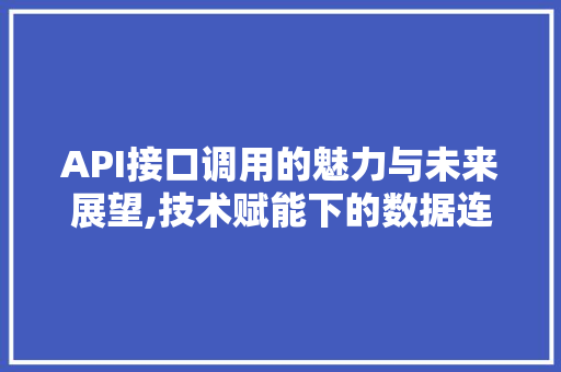 API接口调用的魅力与未来展望,技术赋能下的数据连接新纪元