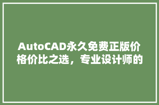 AutoCAD永久免费正版价格价比之选，专业设计师的得力助手  第1张