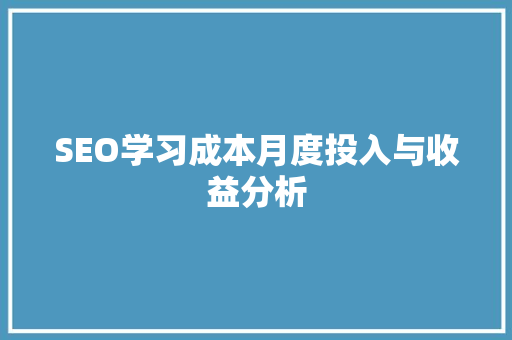 SEO学习成本月度投入与收益分析