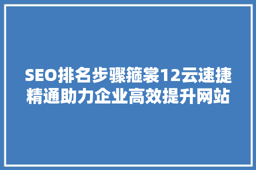 SEO排名步骤箍裳12云速捷精通助力企业高效提升网站排名