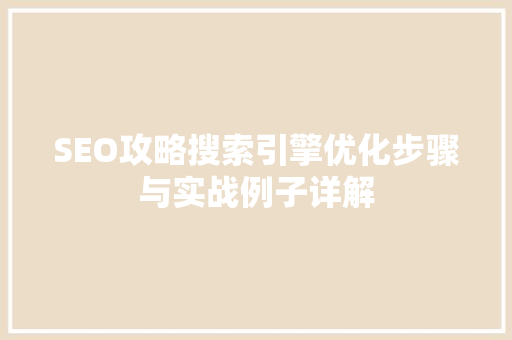 SEO攻略搜索引擎优化步骤与实战例子详解  第1张