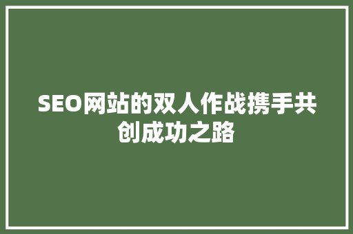 SEO网站的双人作战携手共创成功之路