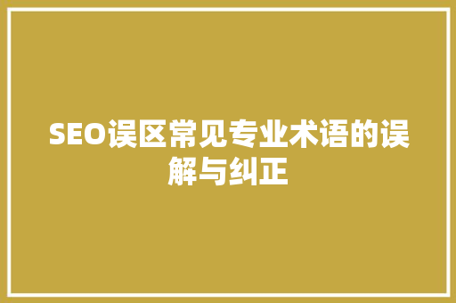 SEO误区常见专业术语的误解与纠正