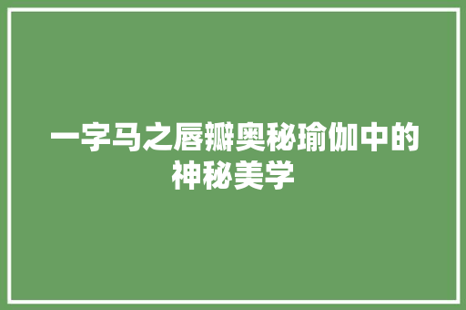 一字马之唇瓣奥秘瑜伽中的神秘美学