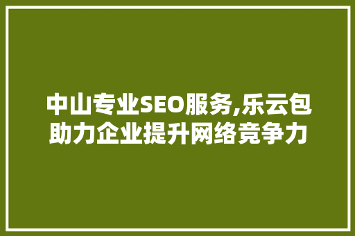 中山专业SEO服务,乐云包助力企业提升网络竞争力