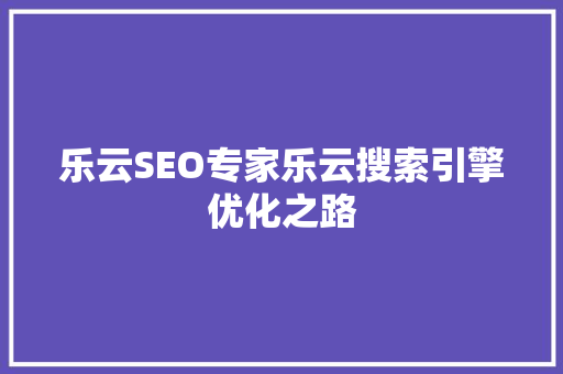 乐云SEO专家乐云搜索引擎优化之路
