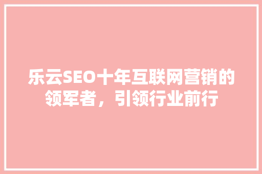 乐云SEO十年互联网营销的领军者，引领行业前行
