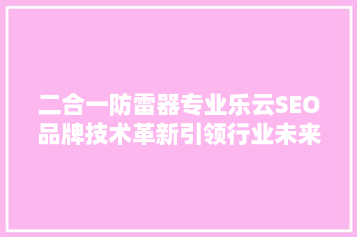 二合一防雷器专业乐云SEO品牌技术革新引领行业未来