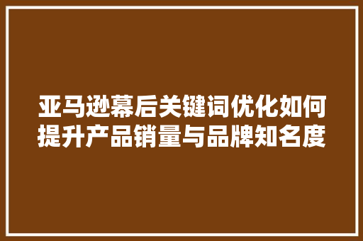 亚马逊幕后关键词优化如何提升产品销量与品牌知名度