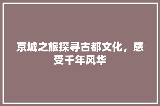 京城之旅探寻古都文化，感受千年风华  第1张