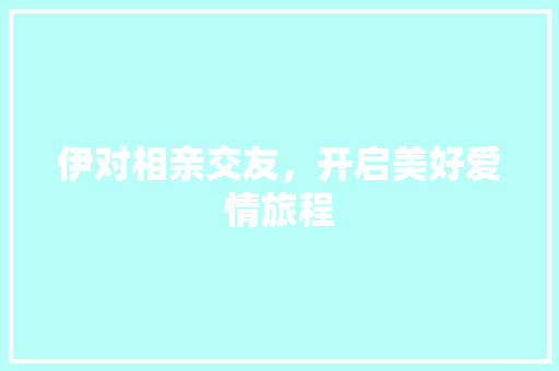 伊对相亲交友，开启美好爱情旅程