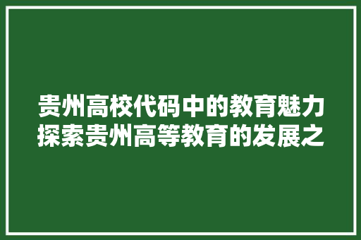 贵州高校代码中的教育魅力探索贵州高等教育的发展之路