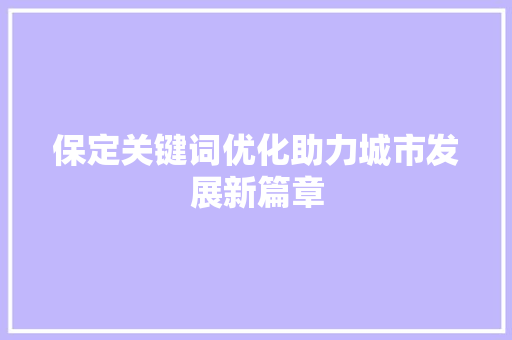 保定关键词优化助力城市发展新篇章