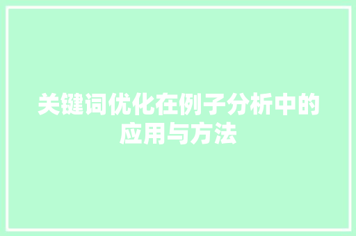 关键词优化在例子分析中的应用与方法