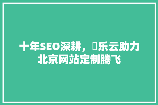 十年SEO深耕，乚乐云助力北京网站定制腾飞