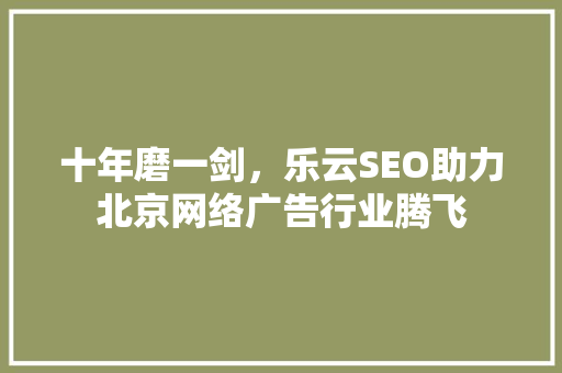 十年磨一剑，乐云SEO助力北京网络广告行业腾飞