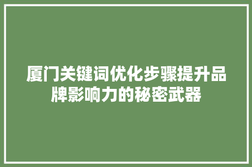 厦门关键词优化步骤提升品牌影响力的秘密武器