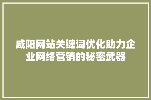 咸阳网站关键词优化助力企业网络营销的秘密武器