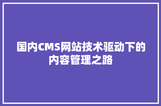 国内CMS网站技术驱动下的内容管理之路