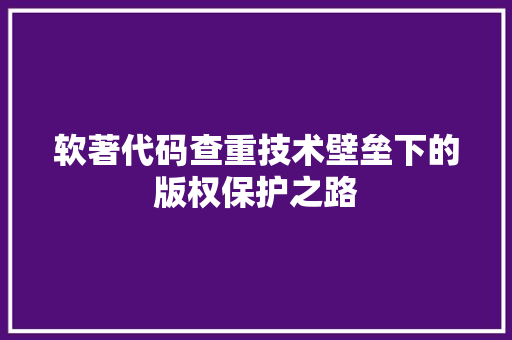 软著代码查重技术壁垒下的版权保护之路
