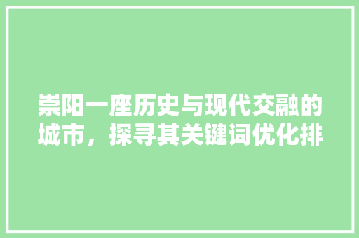 崇阳一座历史与现代交融的城市，探寻其关键词优化排名之路