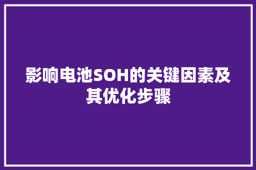 影响电池SOH的关键因素及其优化步骤