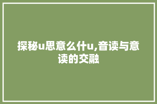 探秘u思意么什u,音读与意读的交融
