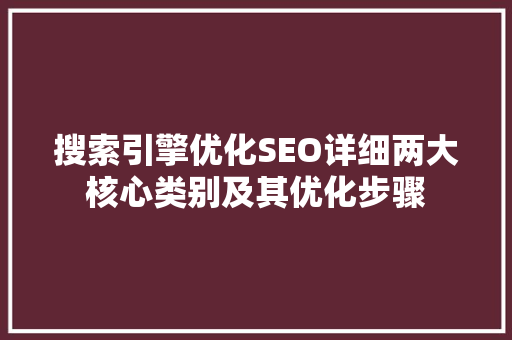 搜索引擎优化SEO详细两大核心类别及其优化步骤