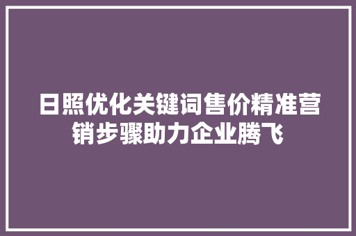 日照优化关键词售价精准营销步骤助力企业腾飞