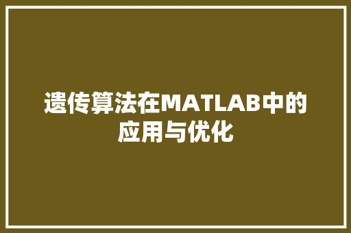 遗传算法在MATLAB中的应用与优化