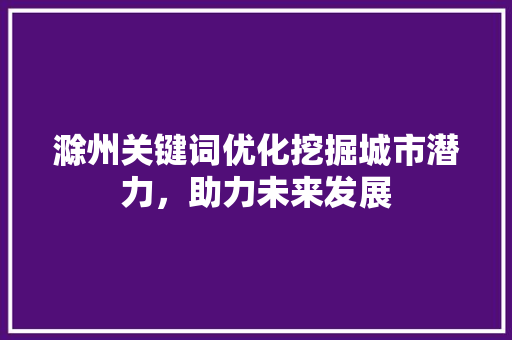 滁州关键词优化挖掘城市潜力，助力未来发展