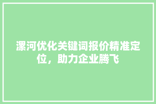 漯河优化关键词报价精准定位，助力企业腾飞  第1张