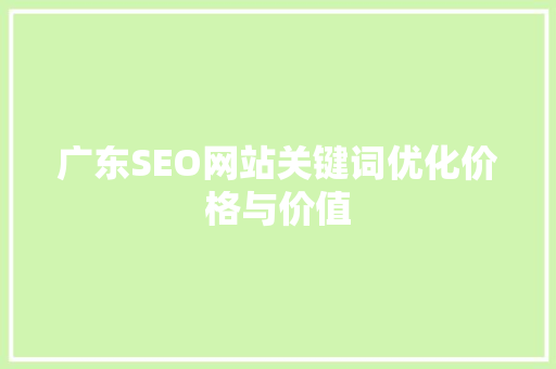 广东SEO网站关键词优化价格与价值
